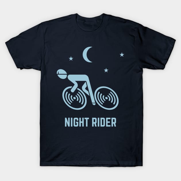 Night Rider (Racing Cyclist / Road Bike / Bicycle / Skyblue) T-Shirt by MrFaulbaum